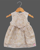 Toddler girl sleeveless embroidered cotton frock with bow detail for casual playdates
