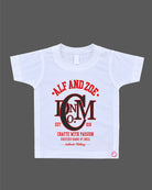 Baby boys white printed cotton t-shirt & shirt with red typography for casual play