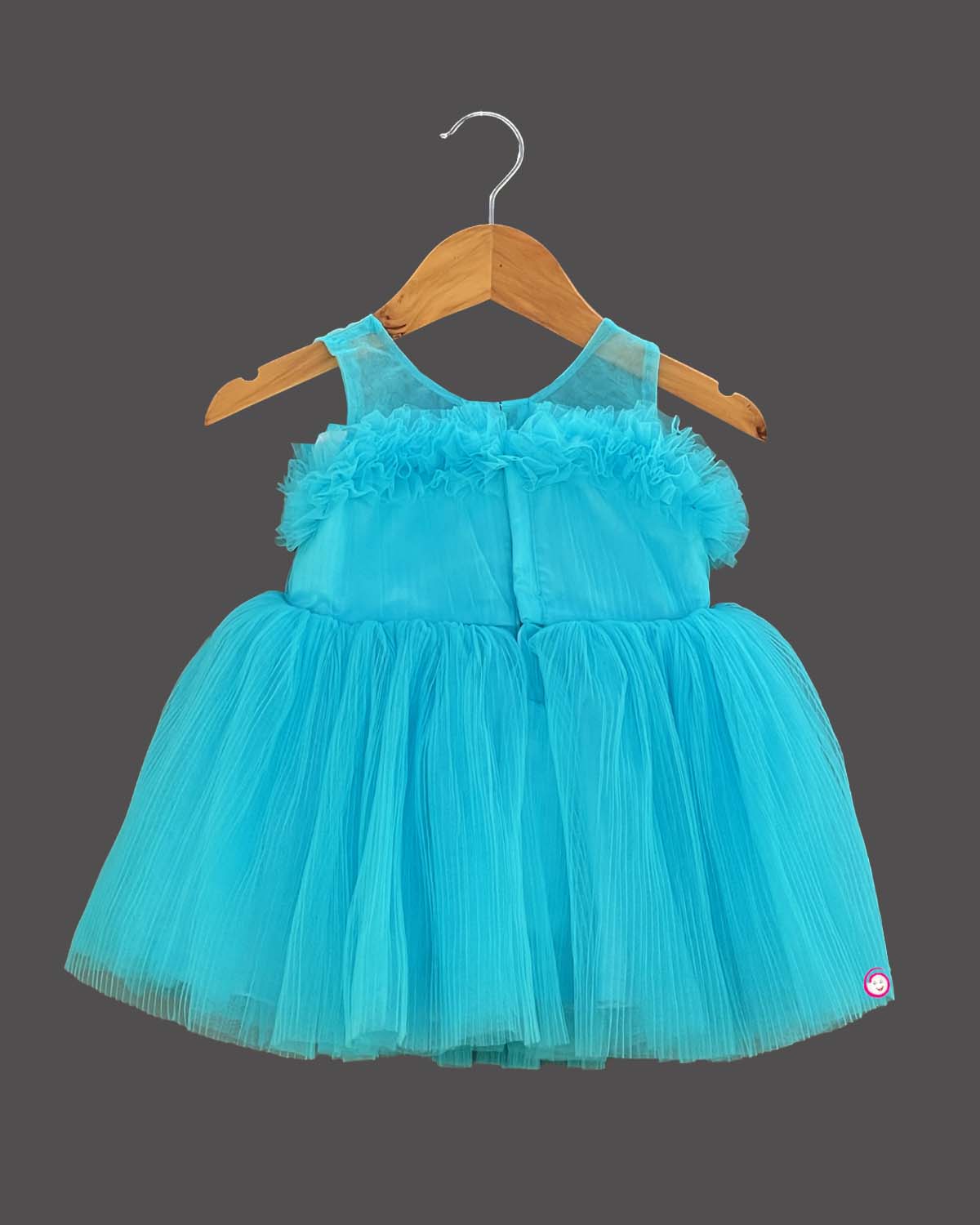 Girls bow applique party frock - Blue