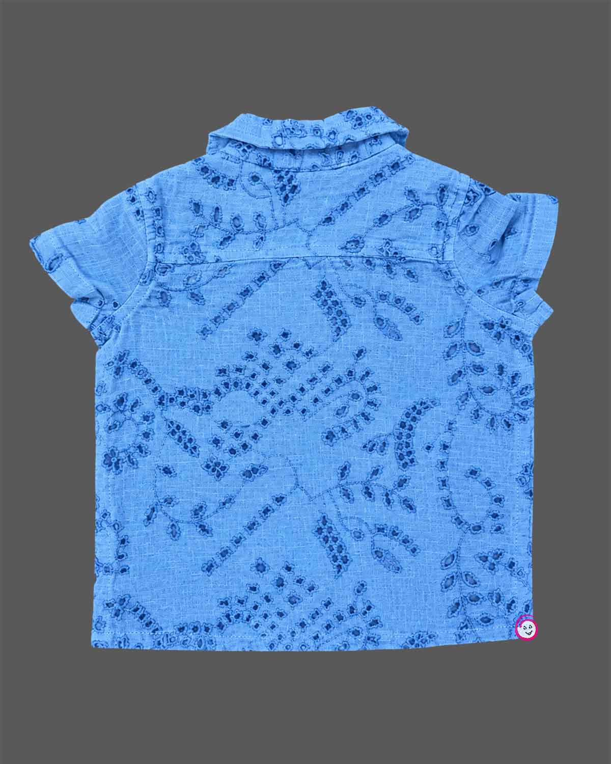 Little gentleman cotton short sleeve embroidered shirt for kids