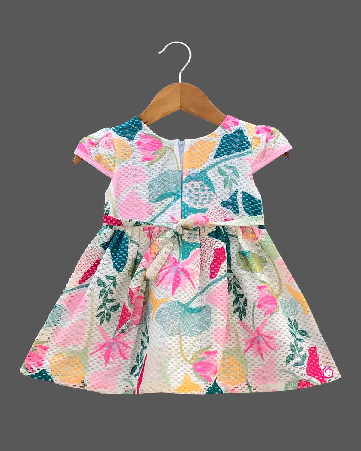 Girls printed casual frock - Baby Pink
