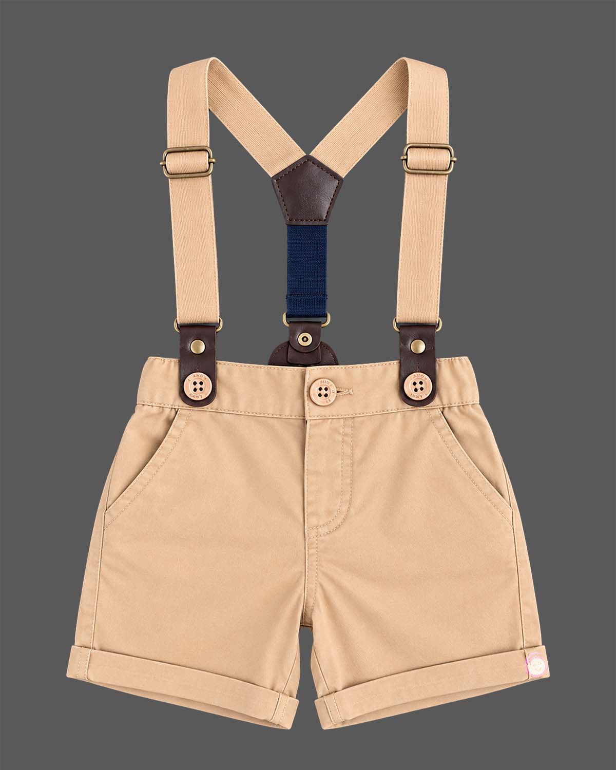 Little gentleman abstract printed suspender set with bow t-shirt for party wear