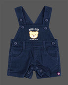 Toddler boys baby clothes set with teddy print t-shirt and navy blue dungaree shorts