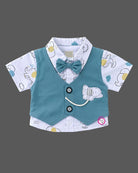 Toddler boy ethnic wear layered vest shirt and shorts set with bow tie and elephant print