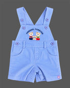 Baby boy printed t-shirt with blue bear embroidery dungaree shorts set