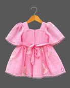 Pleated fit-and-flare frock with floral embroidery for toddler girl party wear