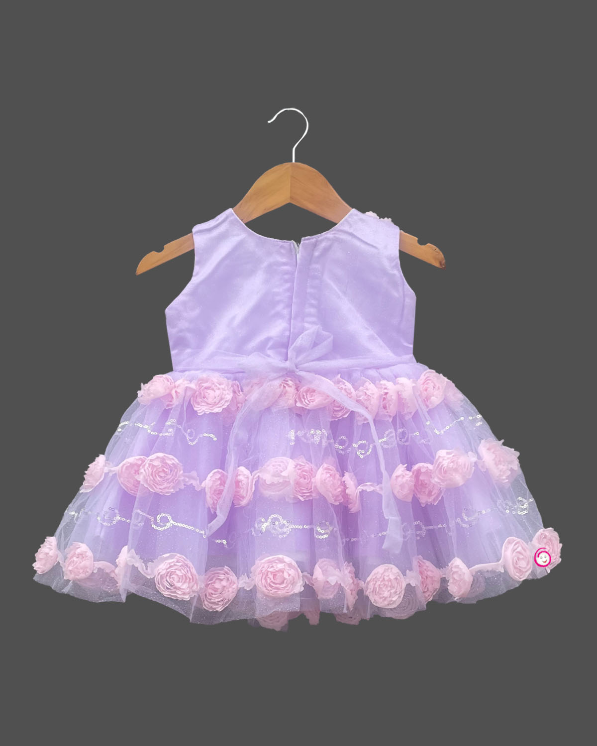 Girls floral applique with party frock - Purple