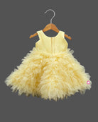 Girls sleeveless partywear frock - Light Yellow