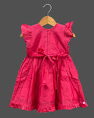 Girls frill sleeve with traditional frock - Pastel Red