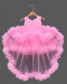 Girls fashion partywear frock with flower detail for birthday, wedding, and reception functions