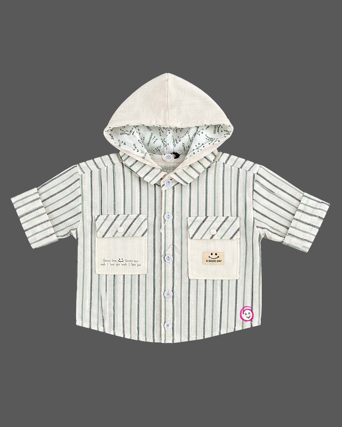 Western dress for boys striped hooded shirt and pant set