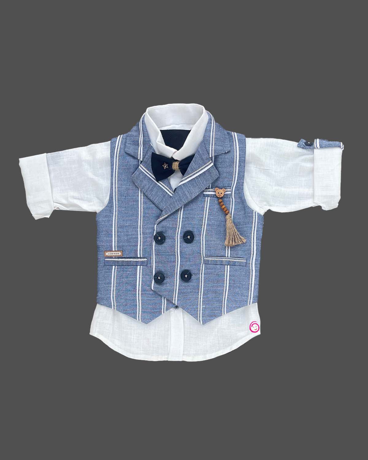 Boys party waistcoat set with bow - Blue