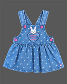 Baby girl clothes printed pinafore dress with heart top set and bunny motif