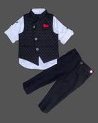 Boy full sleeve with waistcoat set - Black