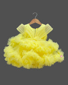 Girls ruffled partywear frock - Light Yellow