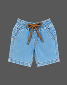 Toddler denim shorts featuring an elastic drawstring waistband from the baby boy  collection.
