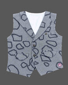 charming champ printed waistcoat suit with shirt bow tie and pant for boys party wear