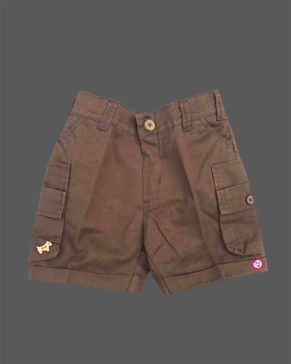 Toddler cotton printed short sleeve shirt and matching cargo shorts clothing set for boys