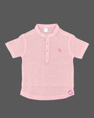Textured collar shirt and shorts set styled as baby boy western wear with embroidered chest motif.