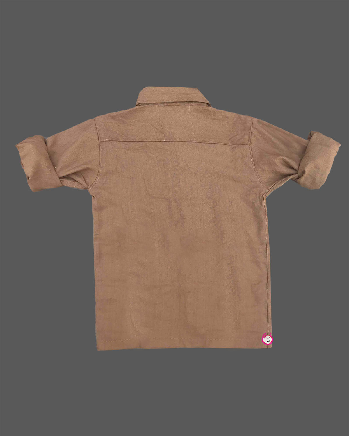 Infant statement piece button down shirt with palm tree border print and chest emblem