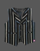 Little gentleman striped waistcoat suit set with shirt Pant and bow tie for boys