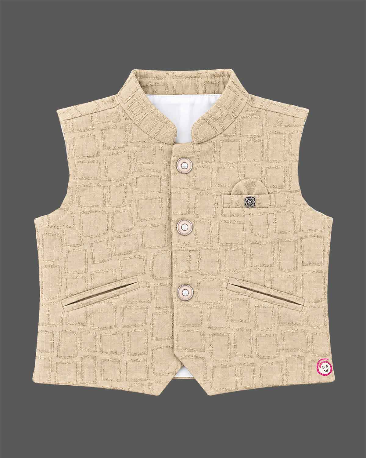 little gentleman textured waistcoat set with full sleeve shirt and trousers for boys suit