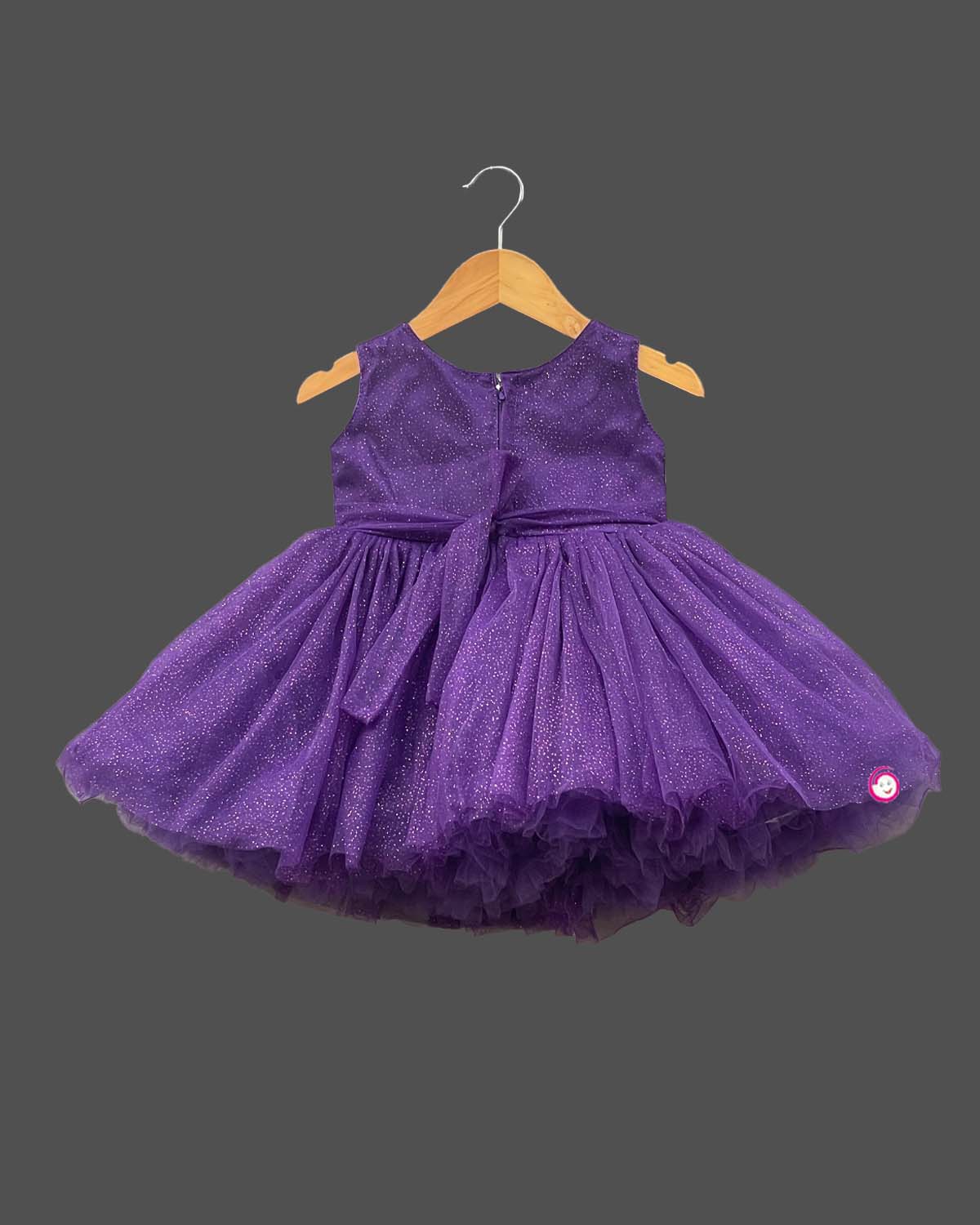 Girls party pearl work elegant ruffled frock - Indigo