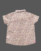 Kids ditsy floral printed cotton short sleeve shirt with button closures for casual outings