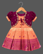 pattu pavadai frock infant ethnic wear silk cotton frock with jacket for childrens