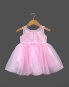 Girls rose applique with party frock - Baby Pink 