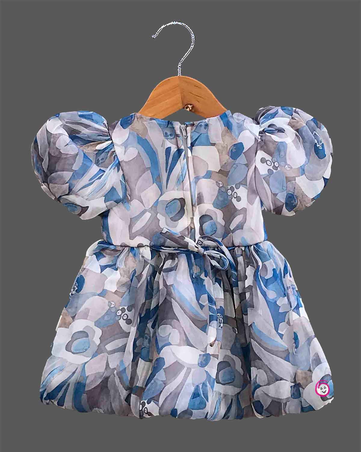 toddler floral frock with puff sleeves for casual outings