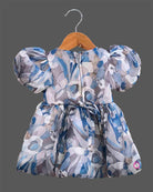 toddler floral frock with puff sleeves for casual outings