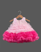 Girls flower ruffled party frock - Baby Pink