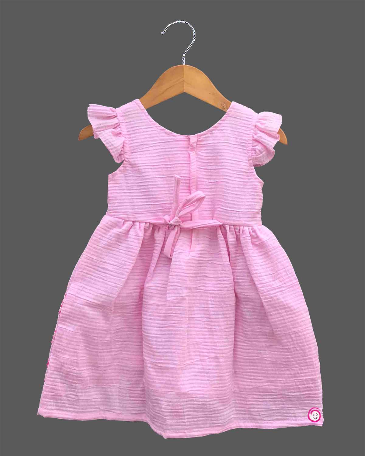 toddler embroidered cotton frock with frill sleeves and floral design for kids party wear