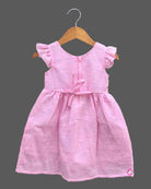toddler embroidered cotton frock with frill sleeves and floral design for kids party wear