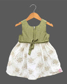 Toddler girl sleeveless embroidered party frock with floral design