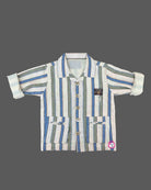 Boys button-down shirt and trouser set indo western dress for boys with front utility pockets and structured collar.