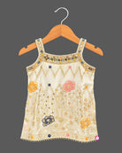 Girls Silk Sharara Set featuring floral embroidered short kurti with wide flared sharara pants for festive wear