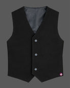 Boys black embroidered formal tuxedo suit set with blazer coat white shirt bow tie and pant for wedding party