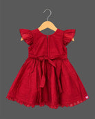 Embroidered silk frocks for baby girl featuring frill  sleeve and bird motif
