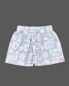 Grey printed button-down shirt with matching elasticated shorts baby boy top and shorts set for summer vacations, playdates, and park outings