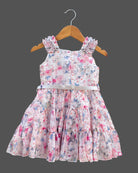 Girls all over printed western frock - Baby Pink