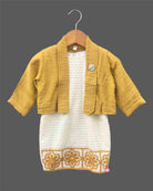 Toddler western midi dress with matching crop jacket and intricate floral hem pattern, perfect for girl's party and evening wear. High-quality kids boutique clothing.