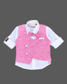 Boy full sleeve with waistcoat set - Pink