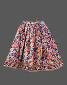 Geometric zari embroidered choli  langa for kids set featuring mirror work choli and printed skirt