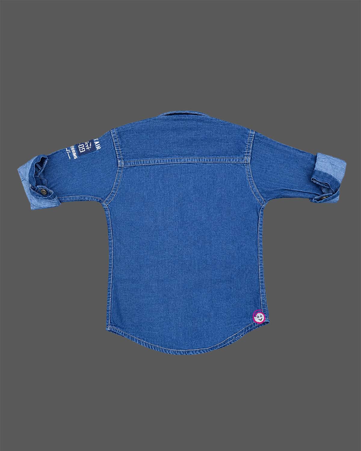 Boys blue denim casual shirt with Full Sleeve and front pocket for kids