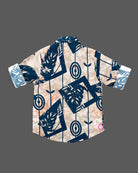 Botanical print button down shirt featuring convertible roll up sleeves in party wear for boys