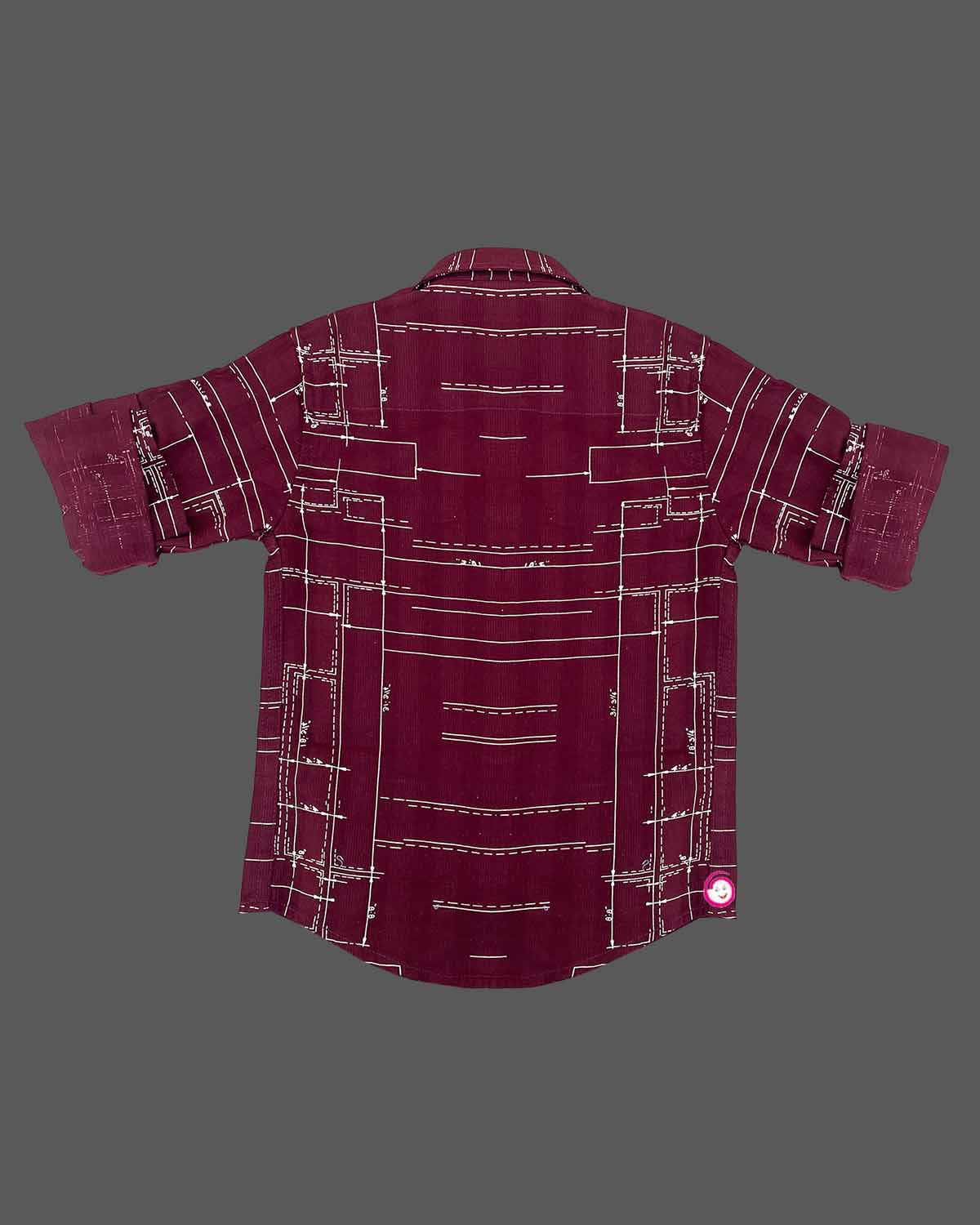 Boys overall printed shirt - Burgundy