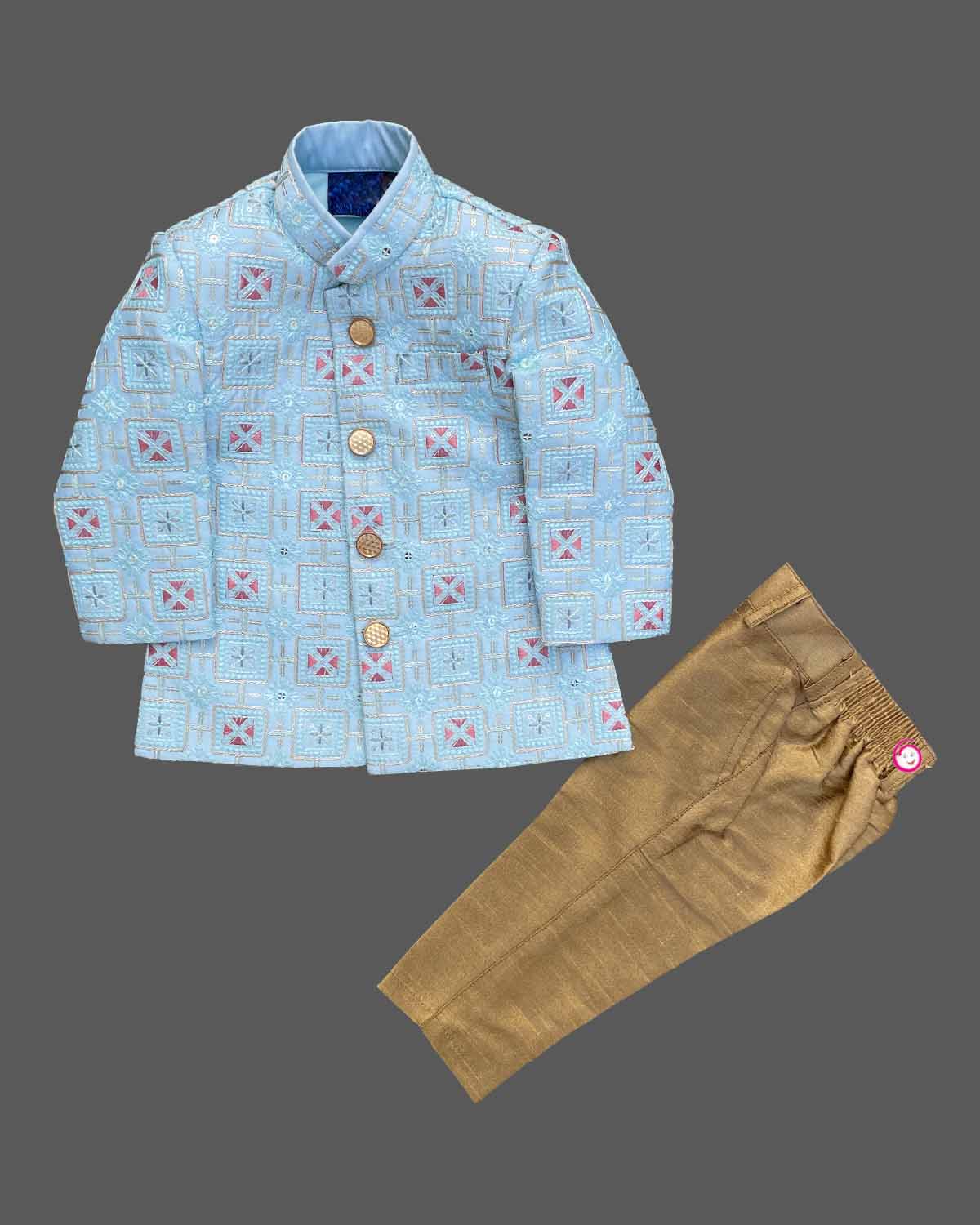 Boys elegant design sherwani set  - Sky Blue