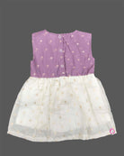 Sleeveless traditional attire for toddlers with small metallic woven patterns and a soft gathered waistline.